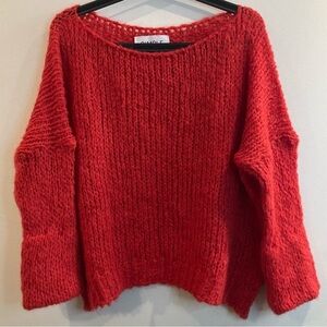 SIMPLE AMSTERDAM Sz S Oversized Loose Knit Drop Shoulder Boat  Neck Sweater